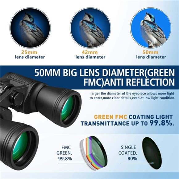 20x50 High Power Binoculars for Adults with Low Light Night Vision, Compact - Picture 4 of 7